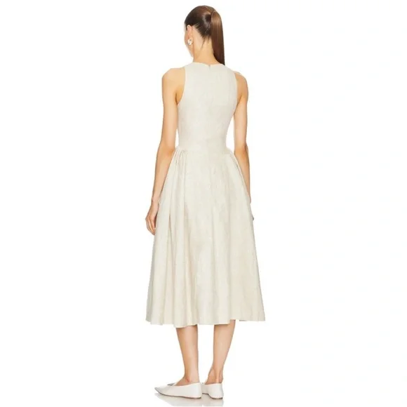 Linen Midi Dress in Natural/Beige - Picture 2 of 5